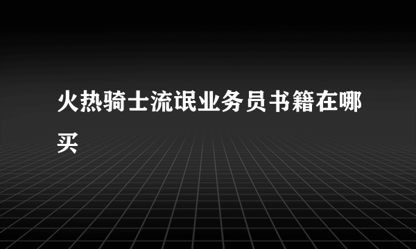 火热骑士流氓业务员书籍在哪买