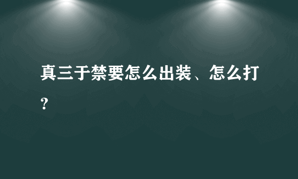 真三于禁要怎么出装、怎么打？