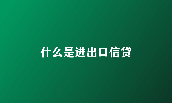 什么是进出口信贷