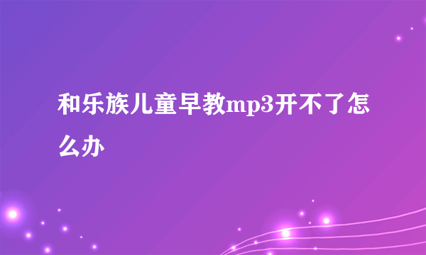 和乐族儿童早教mp3开不了怎么办