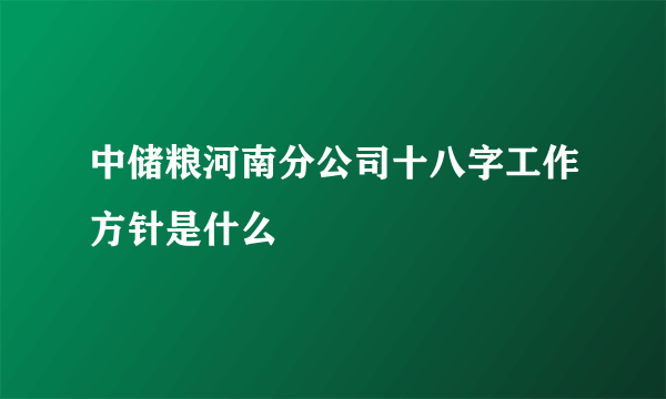 中储粮河南分公司十八字工作方针是什么