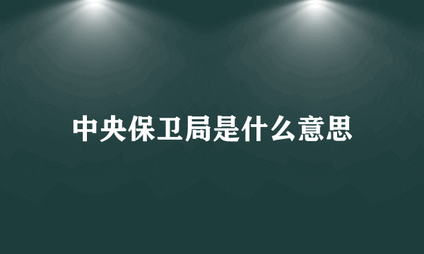 中央保卫局是什么意思