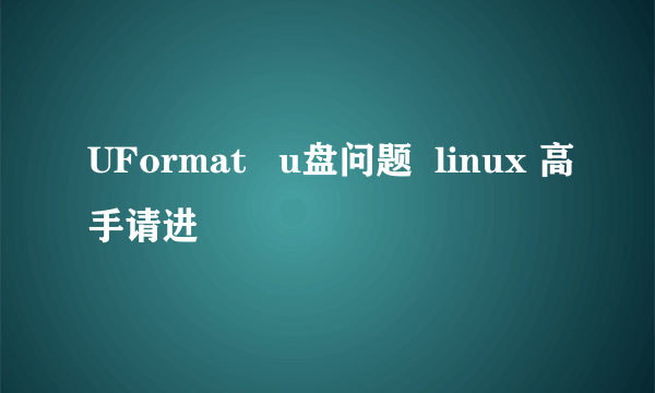 UFormat   u盘问题  linux 高手请进