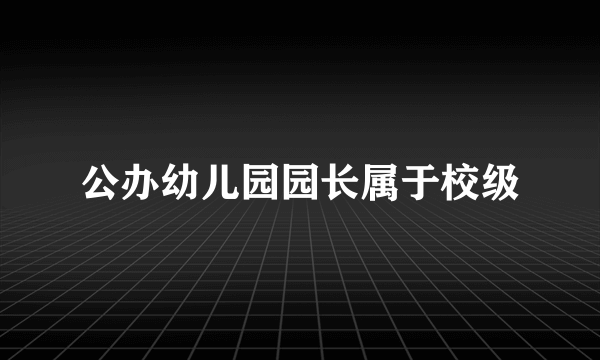 公办幼儿园园长属于校级