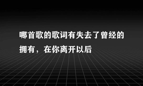 哪首歌的歌词有失去了曾经的拥有，在你离开以后