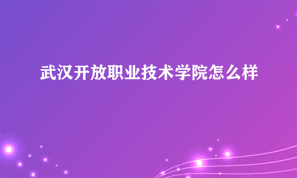 武汉开放职业技术学院怎么样