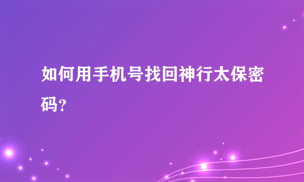 如何用手机号找回神行太保密码？