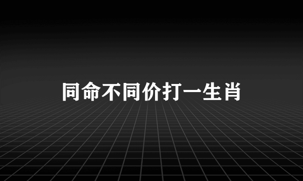 同命不同价打一生肖