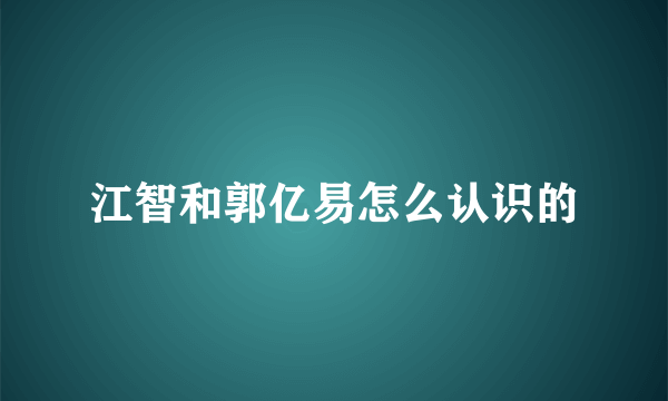 江智和郭亿易怎么认识的