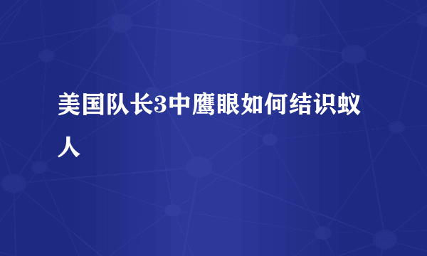 美国队长3中鹰眼如何结识蚁人