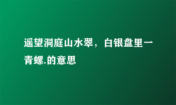 遥望洞庭山水翠，白银盘里一青螺.的意思