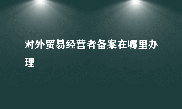 对外贸易经营者备案在哪里办理