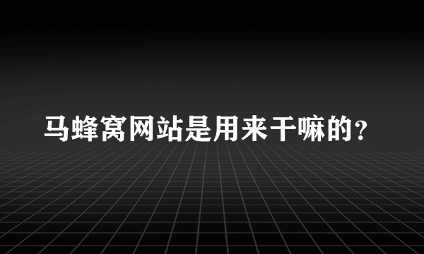 马蜂窝网站是用来干嘛的？