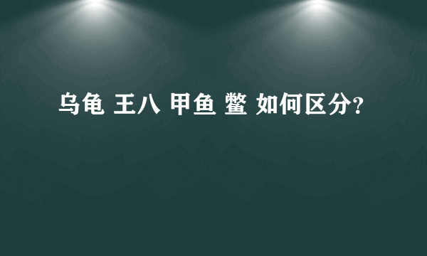 乌龟 王八 甲鱼 鳖 如何区分？