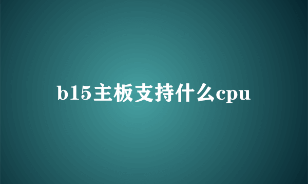 b15主板支持什么cpu