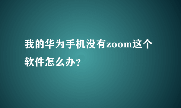 我的华为手机没有zoom这个软件怎么办？