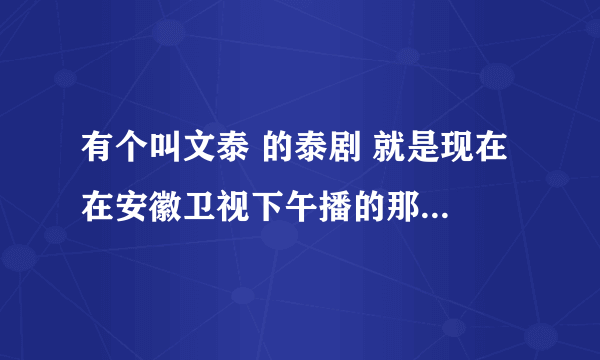 有个叫文泰 的泰剧 就是现在 在安徽卫视下午播的那个 叫什么名字啊