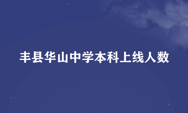 丰县华山中学本科上线人数