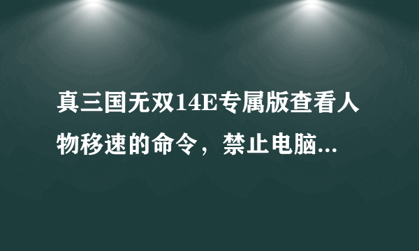 真三国无双14E专属版查看人物移速的命令，禁止电脑出车的命令是什么