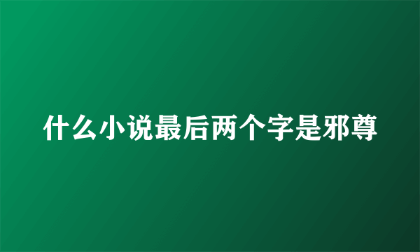 什么小说最后两个字是邪尊