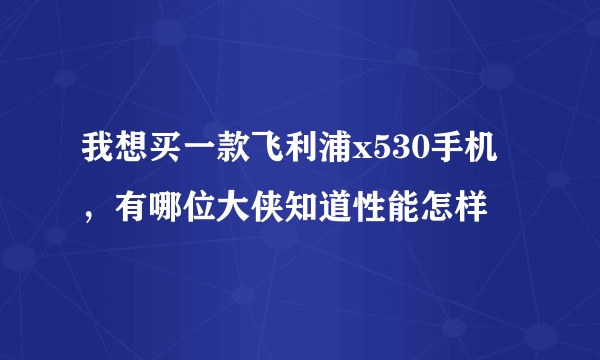 我想买一款飞利浦x530手机，有哪位大侠知道性能怎样