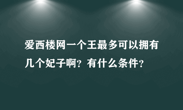 爱西楼网一个王最多可以拥有几个妃子啊？有什么条件？