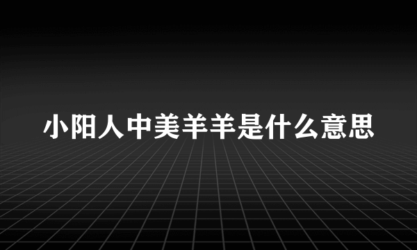 小阳人中美羊羊是什么意思