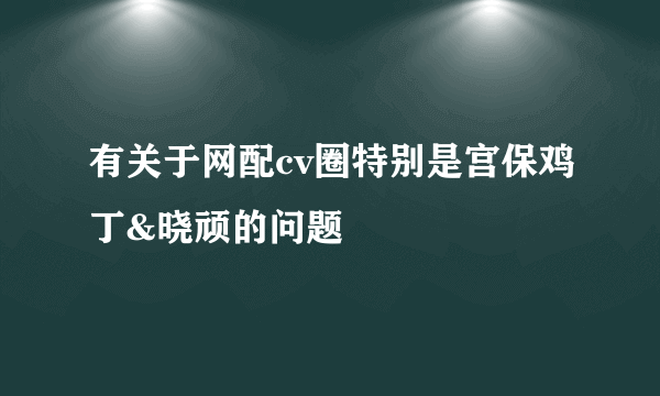 有关于网配cv圈特别是宫保鸡丁&晓顽的问题