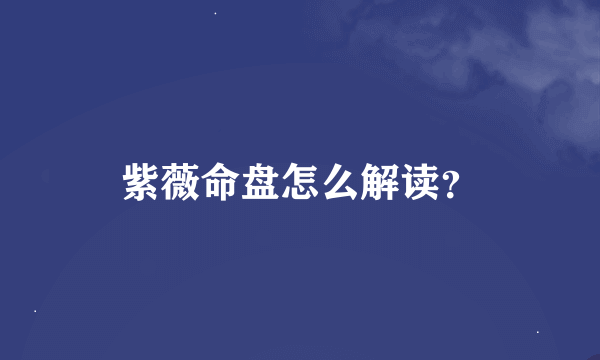 紫薇命盘怎么解读？