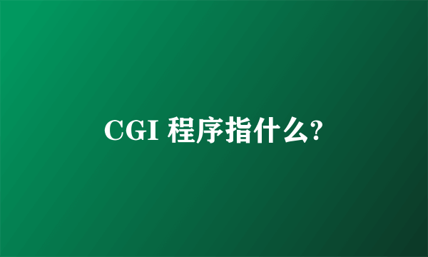 CGI 程序指什么?