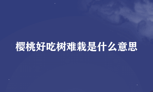 樱桃好吃树难栽是什么意思