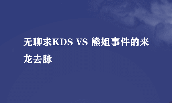 无聊求KDS VS 熊姐事件的来龙去脉