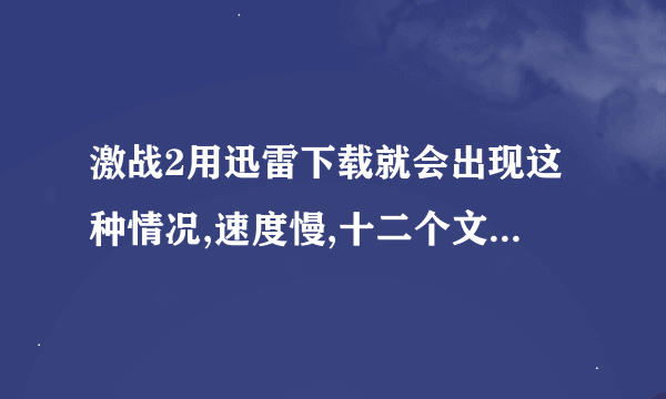 激战2用迅雷下载就会出现这种情况,速度慢,十二个文件从6以后都是0B,总共才9.78个G。