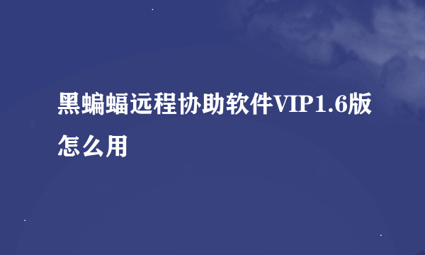 黑蝙蝠远程协助软件VIP1.6版怎么用