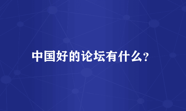 中国好的论坛有什么？