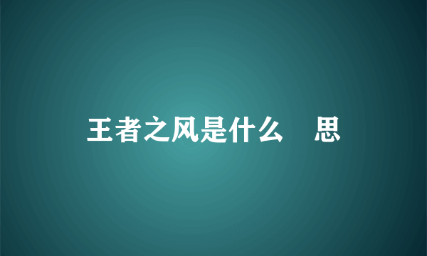 王者之风是什么悥思