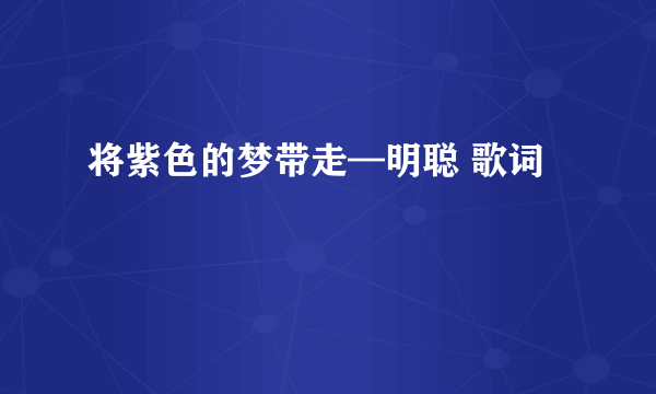 将紫色的梦带走—明聪 歌词