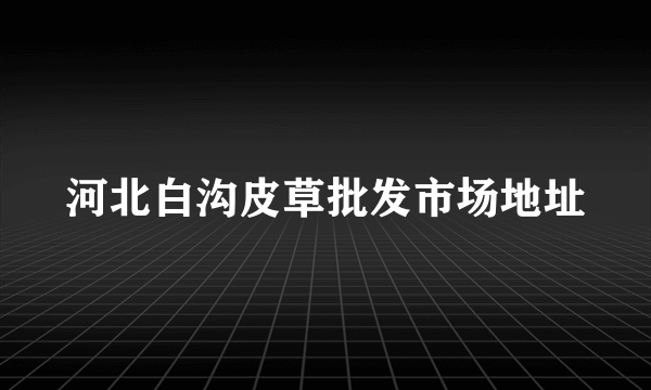 河北白沟皮草批发市场地址