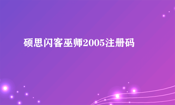 硕思闪客巫师2005注册码