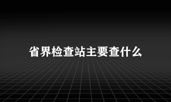 省界检查站主要查什么