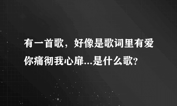 有一首歌，好像是歌词里有爱你痛彻我心扉...是什么歌？