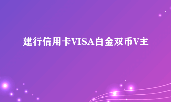 建行信用卡VISA白金双币V主