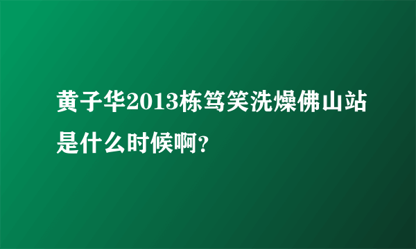 黄子华2013栋笃笑洗燥佛山站是什么时候啊？