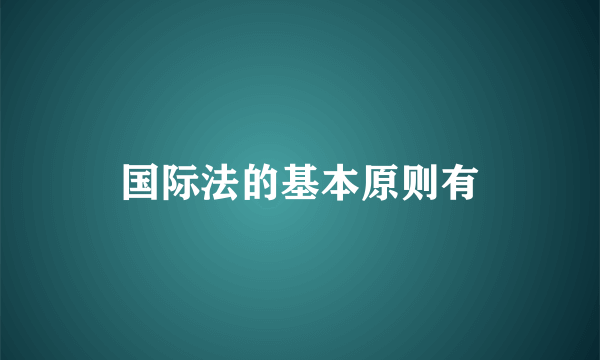 国际法的基本原则有