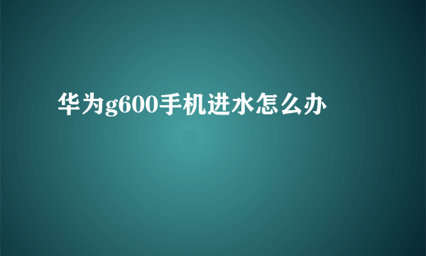 华为g600手机进水怎么办