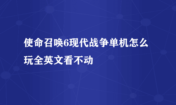 使命召唤6现代战争单机怎么玩全英文看不动