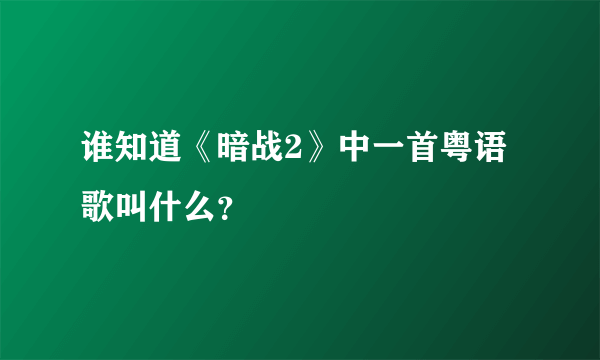 谁知道《暗战2》中一首粤语歌叫什么？