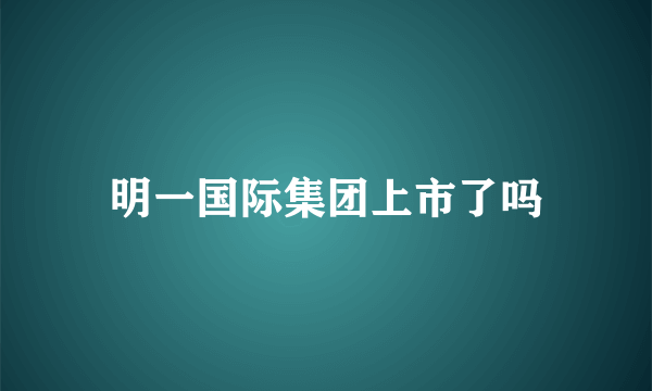 明一国际集团上市了吗