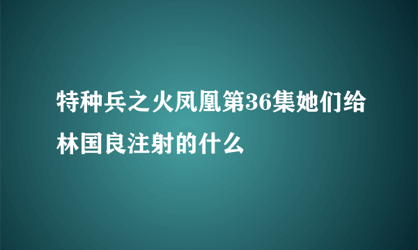 特种兵之火凤凰第36集她们给林国良注射的什么