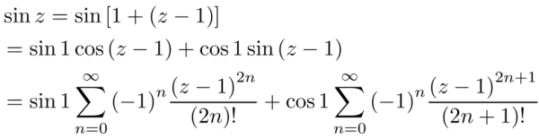 sinz在z=1处的泰勒展开